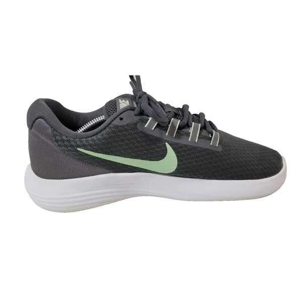 Nike Women's Lunar Converge Gray Running Shoes Lace Up Green Swoosh Size 7.5" W - Picture 6 of 10